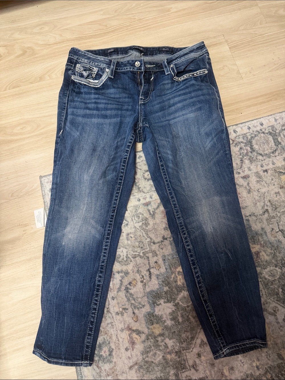 Vigoss Women's Dark Blue Washed Boyfriend Jeans